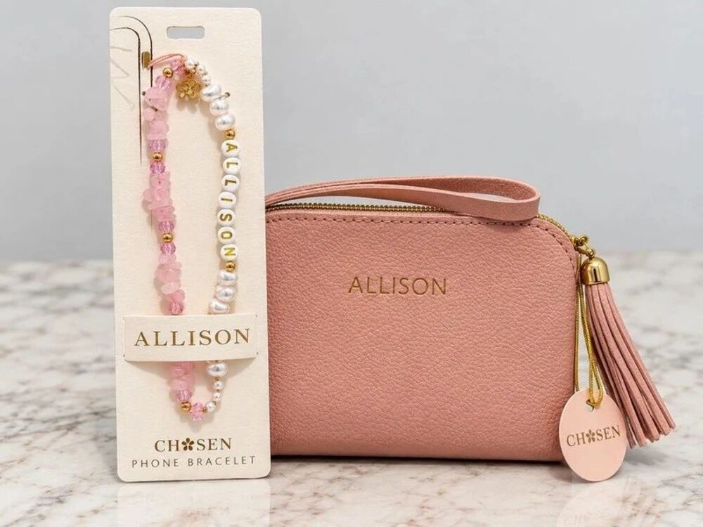NEW Personalized Letter A Names Wristlet & Cell Phone Bracelet Set